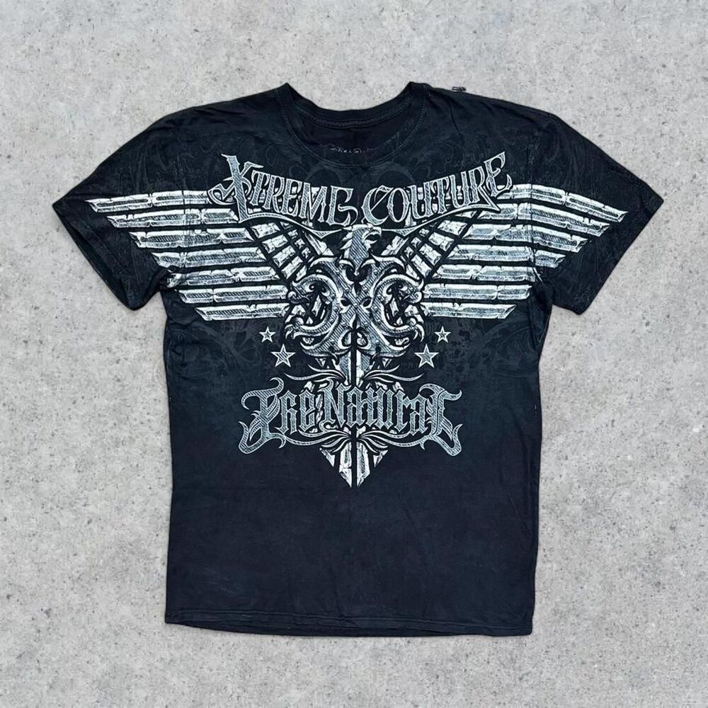 Y2K Xtreme Couture Grunge Chrome UFC Short Sleeve T Shirt